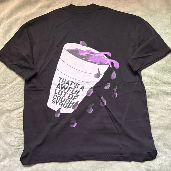 Black Graphic Tee with Purple Design - Picture 1 of 4